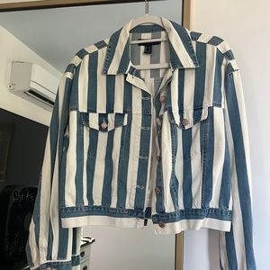 Striped Cropped Jean Jacket